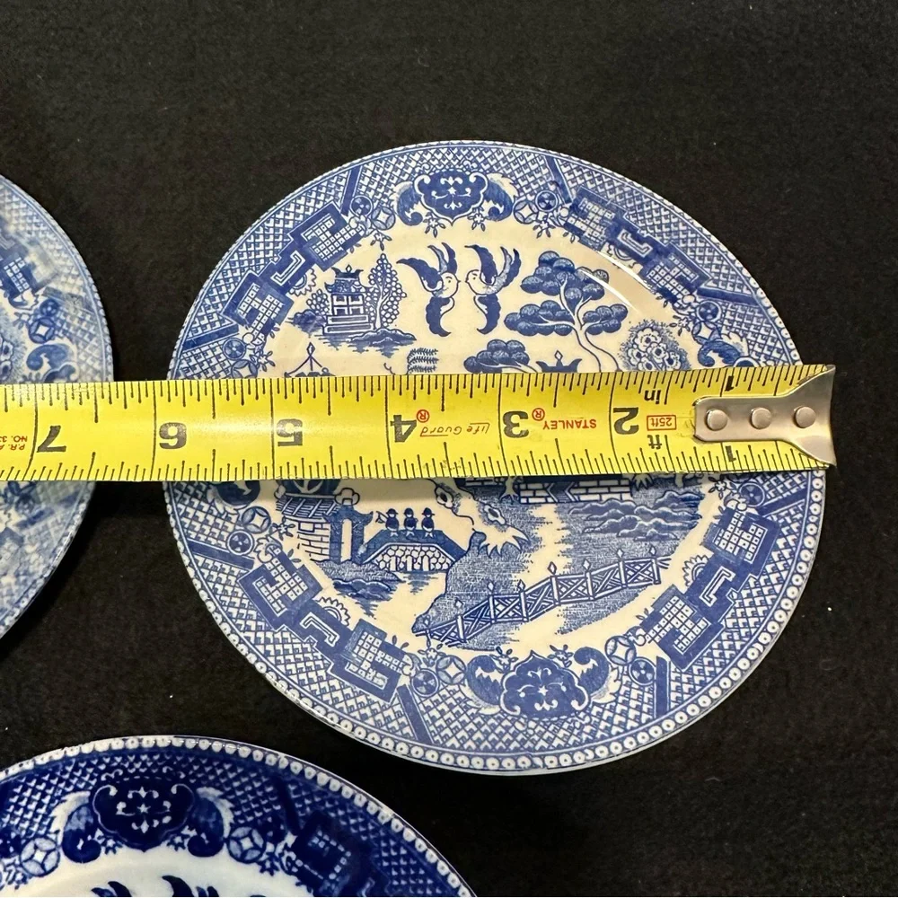 Three Vintage Blue Willow Bread and Butter Plates JAPAN